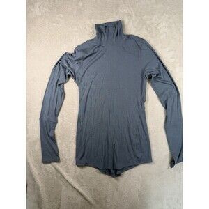 Lululemon Top Full Day Ahead Turtleneck Blue Ribbed Knit Stretch Womens L Large